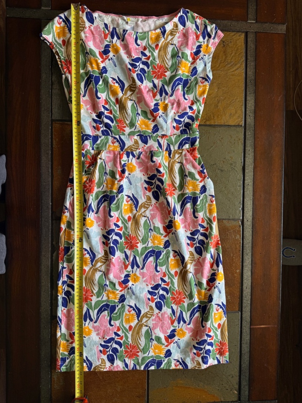 Biden bright floral pockets dress size 4 Beachy colorblock cotton preppy retro